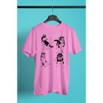 Darkhane Yavru Sibirya Kurdu Husky Haski -Baskılı Unisex Pembe Tişört - T-Shirt UT002 - Şeker Pembe - XL