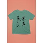 Darkhane Yavru Sibirya Kurdu Husky Haski -Baskılı Unisex Su Yeşili Çocuk Tişört - T-Shirt CT001 - 3 - 4 Yaş