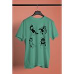 Darkhane Yavru Sibirya Kurdu Husky Haski -Baskılı Unisex Su Yeşili Tişört - T-Shirt UT001