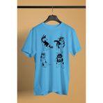 Darkhane Yavru Sibirya Kurdu Husky Haski -Baskılı Unisex Turkuaz Tişört - T-Shirt UT003