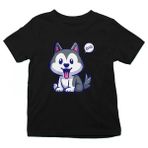 Darkhane Yavru Şirin Sibirya Kurdu Husky Haski Siyah Unisex Çocuk Tişört T-Shirt - 001-Siyah - 9 - 10 Yaş