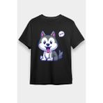 Darkhane Yavru Şirin Sibirya Kurdu Husky Haski Siyah Unisex Tişört T-Shirt - 001-Siyah - M