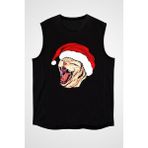 Darkhane Yeni Yıl Kedi Siyah Unisex Kolsuz Tişört Kesik Kol T-Shirt - 001-Siyah - XL