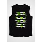 Darkhane Yeşil Limon Siyah Unisex Kolsuz Tişört Kesik Kol T-Shirt - 001-Siyah - 2XL