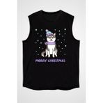 Darkhane Yılbaşı Sibirya Kurdu Husky Haski Siyah Unisex Kolsuz Tişört Kesik Kol T-Shirt - 001-Siyah - 2XL
