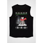 Darkhane Yılbaşı Yeni Yıl Kedisi Siyah Unisex Kolsuz Tişört Kesik Kol T-Shirt - 001-Siyah - 2XL
