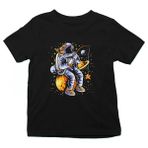 Darkhane Yıldız Tutan Balıkçı Astronot Siyah Unisex Çocuk Tişört T-Shirt - 001-Siyah - 7 - 8 Yaş