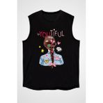 Darkhane Youtiful Fashion Siyah Unisex Kolsuz Tişört Kesik Kol T-Shirt - 001-Siyah - 2XL