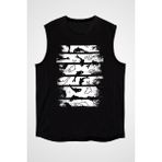 Darkhane Yunus Balığı Siyah Unisex Kolsuz Tişört Kesik Kol T-Shirt - 001-Siyah