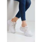 Darkstep 143 Rahat Kalın Taban Kadın Sneaker Spor Ayakkabı - Beyaz - Pembe - 39