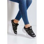 Darkstep 143 Rahat Kalın Taban Kadın Sneaker Spor Ayakkabı - Siyah - Beyaz