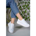 DarkStep 156 Kadın Beyaz Kalın Yüksek Taban Hafif Günlük Yürüyüş Spor Ayakkabısı ve Sneaker