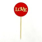 Darling Souvenir hediyelik eşya, Aşk Düğün cupcake Toppers, parti tatlı dekorasyonlar – Paket 20, Rot und Glitzer Gold, 5 cm