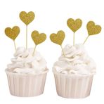 Darling Souvenir hediyelik eşya, bebek partisi-kalp-Form-Pasta-Kapak, doğum günü düğün parti-tatlı dekorasyonlar – Set 20, sarı (Glitter Gold), 35 x 35 cm