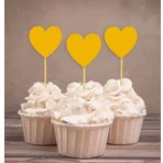 Darling Souvenir hediyelik eşya, kalp-cupcake Toppers, düğün – Doğum günü partisi tatlı dekorasyonlar – 20, Sarı, 35 x 35 cm