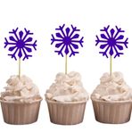 Darling Souvenir hediyelik eşya, Noel Kutlama kar taneleri kış cupcake Toppers, düğün tatlı dekorasyonlar – Paket 20, menekşe rengi, 5 cm