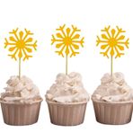Darling Souvenir hediyelik eşya, Noel Kutlama kar taneleri kış cupcake Toppers, düğün tatlı dekorasyonlar – Paket 20, Sarı, 5 cm