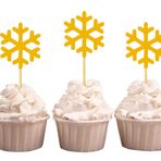 Darling Souvenir hediyelik eşya, Noel Kutlama kar tanesi cupcake Toppers, dekorasyon kış düğün Dessert – Paket 20, Sarı, 4 cm
