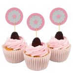 Darling Souvenir hediyelik eşya, parlak, yıldız Form cupcake Toppers, düğün – Baby Shower Party Dessert dekorasyonlar – Paket 20, Baby Pink und Glitzer Silber, 5 x 5 cm