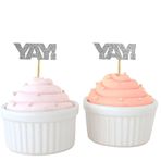Darling Souvenir hediyelik eşya, yay. yıl cupcake Toppers, doğum günü/Düğün/parti/Baby derecelendirme duş tatlı dekorasyonlar – Paket 20, Glitzer Silber, 35 x 5 cm