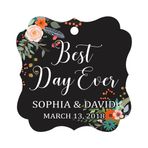 Darling Souvenir Yenileme hediyelik eşya kişiselleştirilmiş Fancy-çerçeve-Düğün hediye-"Best Day Ever" özel isim ve tarih favor Fall-yenileme 100 Stichwörter Siyah