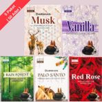 Darshan Geri Akışlı (Şelale) Tütsü Konileri - 5'li Mega Set (Musk, Vanilla, Rain Forest, Palo Santo, Red Rose)