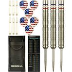 Dartfellas 24 g%90 Tungsten Amerikan Bayrağı Yıldızlar ve Çizgiler Patriot X Çelik Uçlu Dart Seti, Kırmızı Beyaz ve Mavi, Uçlar ve Şaftlar Dahil (her biri 2 Set), Seyahat Çantası, 24 Gram