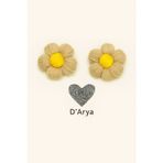 Darya Dd511 El Örgüsü Bebek Bej Sarı Çiçekli Pens Klips Saç Tokası (2’Li Set) Kız Çocuk
