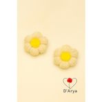 Darya Dd513 El Örgüsü Bebek Krem Sarı Çiçekli Pens Klips Saç Tokası (2’Li Set) Kız Çocuk