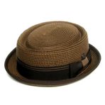 Dasmarca-Riko Tütün Örgülü Yaz Kağıt Saman Teleskop Taç Retro Porkpie Şapka - S