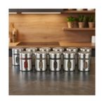 Data Store 12'li Metal Kaplı Cam Baharatlık Seti (60 Ml) - Döner Başlıklı Paslanmaz Çelik Baharat Takımı - 0,5 x 7 cm