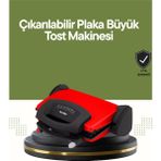 Datatek Profesyonel 2000W Tost Makinesi – Ayarlanabilir Termostat ve Çıkarılabilir Plaka