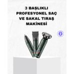 Datatek Şarjlı ve Kablosuz 3 Başlıklı Profesyonel Bakım Seti – Saç, Sakal, Burun ve Kulak Düzeltici - Lisinya