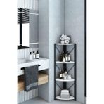 Datça 4 Raflı Banyo Rafı Köşe Metal Çok Amaçlı Dekoratif Raf Beyaz