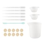 DAUZ Epoksi Reçine Karıştırma Aracı Kiti, Güvenli Uygun Kolay Soyma Spatula Parmak Eldiven Silikon Ölçüm Kabı DIY Zanaat Aracı Kiti (19 parça Alet Seti, Mavi)
