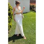 Daves Ham Keten Balık Model Maxi Boy Bej Etek