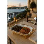Davet Ayaklı Sunumluk 36 cm*22cm - Porselen Ayaklı Sunum Tabağı | Pasta ve Tatlı Servis Standı