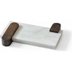 Davi Ahşap Ahşap Kayın Ağacı Ayaklı Mermer Sunum Tabağı - Modern Tasarım - Kahverengi - 18 x 32 cm