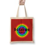 David Beckham - Vintage Retro Rainbow Style Bez Çanta Uzun Saplı - Açık Bej - 40 X 40