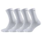 David Benjamin Unisex 4'lü Premium Kutulu Pamuklu Tenis & Kolej Çorabı Kadın & Erkek - Nefes Alabilen, Dayanıklı, Yumuşak ve Rahat, Spor, Koşu, Yürüyüş Çorabı - Dikişsiz, Ter Emici (Beyaz, 39-42)