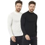Dawrazz Erkek Tam Boğazlı Balıkçı Yaka Düz Kazak Triko 2'li Paket ( Siyah - Beyaz ) - XL