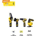 Dawreek Dörtlü Set Dw (Mini Testere+ Avuç Taşlama+Akülü Vidalama+Dekupaj) - HEDİYE PENSE