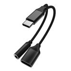DAWRIS USB C 3,5 mm jak adaptörü, 2'si 1 arada C tipi 3,5 mm jak kulaklık ses adaptörü, PD 60 W hızlı şarj AUX ses kablosu, iPhone 15/15 Pro Max, Samsung S24/S23/S22, Huawei, Pixel vb. için