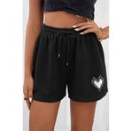 DAXİS Sportwear Company Baskılı Kadın Cepli Şort Büyük Beden Siyah