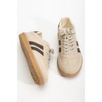 Daxtors Sanbo Unisex Ortopedik Spor Ayakkabı Düz Tabanlı Suni Deri Sneaker - Bej