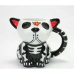 Day Of The Dead Köpek Figürlü 3D Kabartmalı Porselen Kupa Alk4896