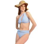 Dayana Yüksek Bel Tasarım İtalyan Kumaş Bikini (mavi, large)