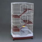 DaYang 82x55x149 cm Bordo Beyaz 3 Metal Katlı Kedi Kafesi