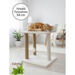 Dayanıklı 54 cm Kedi Tırmalama Direği ve Kedi Yatağı| 45X50 cm Geniş Zemini ile Devrilmez | Kalın Jüt Ipli Kedi Tırmalama | Yavru ve Yetişkin Kedilere Özel Konfor Evcil Hayvan Oyun ve Dinlenme Ürünü - Krem