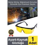 Dayanıklı Hafif Sarı Geniş Görüş Açılı Atölye Endüstriyel Ayarlı Çapak Kaynak Gözlüğü 12X30cm 1 Adet